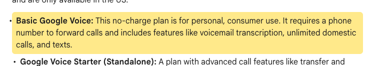 Google Voice help: “Basic Google Voice: This no-charge plan is for personal, consumer use.”